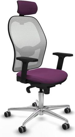 Piqueras y Crespo Piqueras Y Crespo - Jorquera Sincro Malla Blanca Similpiel Morado Brazos 2d Base Aluminio Cabecero 2d Ruedas 65mm Engomada