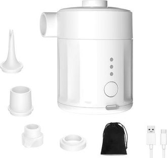 OEM Bomba De Aire El&eacute;ctrica Port&aacute;til Para Inflables, Bomba De Aire Recargable Para Colchones De Aire - Minibomba 2 En 1 Con 4 Boquillas Y Bolsa De Almacen