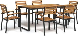 vidaXL 7 Piece Garden Dining Set Solid Wood Acacia and Metal vidaXL