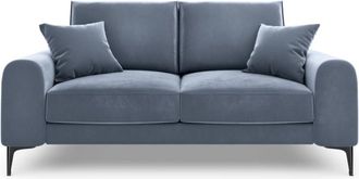 BLOOMINGLOFT 2-Sitzer Designsofa Madara mit Samtbezug - Beine Schwarz