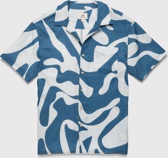 Surfside Supply Mens Billy Short Sleeve Swirl Camp Collar Shirt In Blue