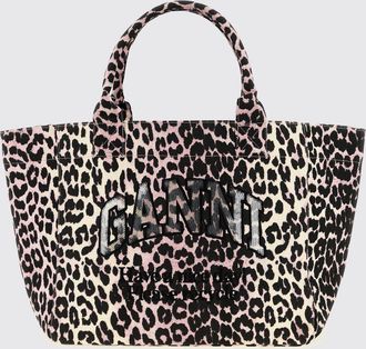 Ganni Borsa Medium Tote Ganni in canvas stampa animalier