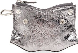 Alexander McQueen Accessoires, Dames, Grijs, ONE Size, Leer, Logo Pouch Sleutelhanger