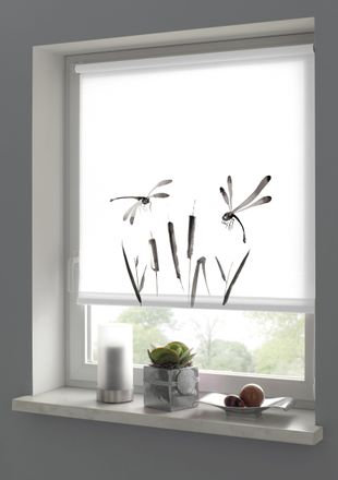 Gardinia Seitenzugrollo &raquo;weiss / Dekor&laquo; blickdicht Sichtschutz ohne Bohren freih&auml;ngend Klemmtr&auml;ger mit Feststellschraube