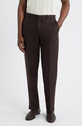 Nordstrom Henrik Trim Fit Italian Linen Suit Separate Pants in Dark Brown at Nordstrom, Size 28