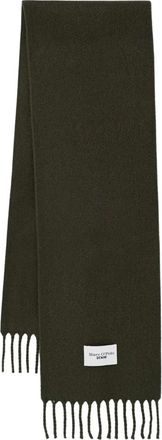 Marc O'Polo Fringed Wool Scarf - Dames - Wintersjaals - Groen - ONE Size - Wol - Accessoires
