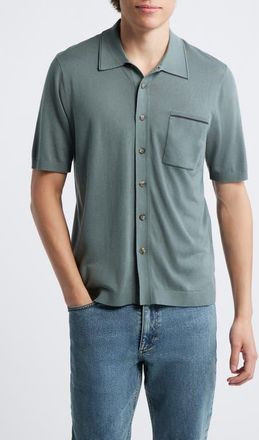 Rag & Bone Conrad Silk & Cotton Dalton Knit Button-Up in Forest at Nordstrom, Size Xx-Large