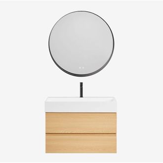 Sklum Conjunto De Mueble De Ba&ntilde;o En Madera Y Chapa De Fresno Con Lavabo Integrado Ona Sklum