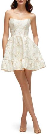 The Dessy Group Cat Eye Jacquard Corset Minidress in Ivory Gold Rosette at Nordstrom, Size 14