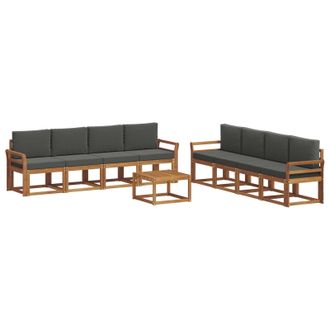 vidaXL Conjunto De Sof&aacute;s De Exterior 9 Pcs Natural Y Antracita Vidaxl