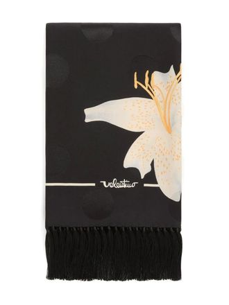 Valentino Garavani Apres LHiverlilium fringed scarf - women - Silk - One Size - Black
