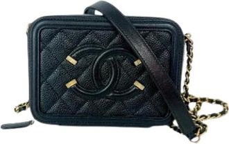 Chanel Pre-owned Filigree Vanity Case - Dames - Vintage Schoudertas - Zwart - ONE Size - Vintage