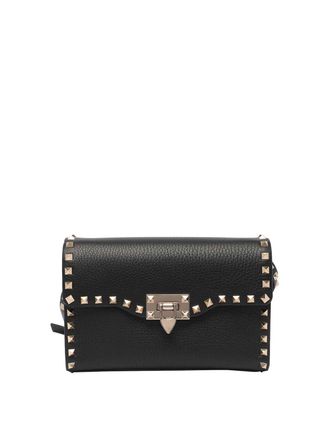Valentino Black Small Rocktud Crossbody Bag