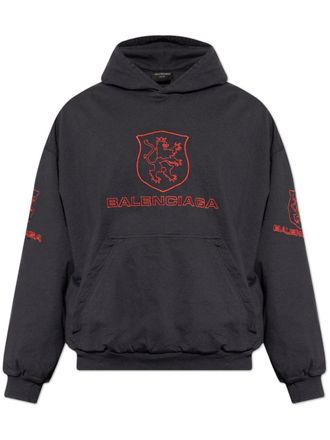 Balenciaga logo-embroidered hoodie - unisex - Cotton - M - Black