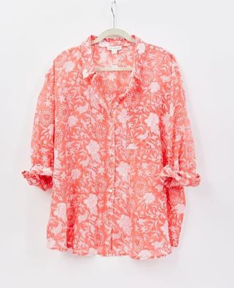 Hat Attack Printed Beach Shirt in Flora Coral at Nordstrom