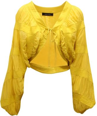 Emma & Gaia Coprispalle Viscose Shrug Sweater - Dames - Longsleeves - Geel - XS - Tops