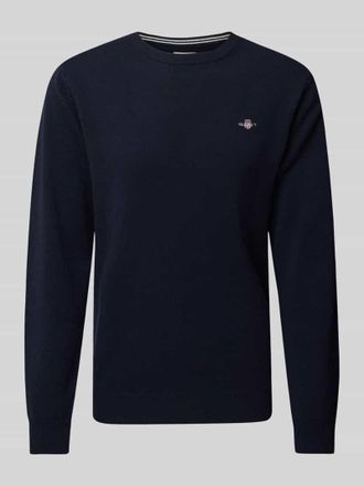 GANT Strickpullover aus Wolle mit Rundhalsausschnitt in Marine, Gr&ouml;&szlig;e XL