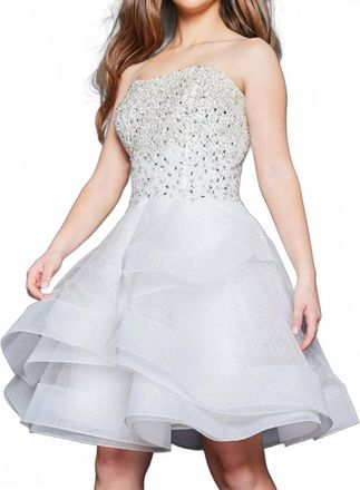 Jovani Fit And Flare Short Dress In Ivory