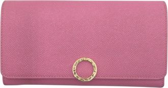 Bulgari Pink Leather Long Wallet (Bi-Fold) (Pre-Owned)