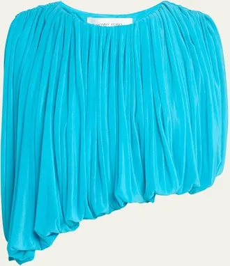 Ronny Kobo Chelly Sleeveless Asymmetric Draped Jersey Top