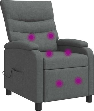 vidaXL Silla De Masajes Reclinable Gris Oscuro Tela Vidaxl