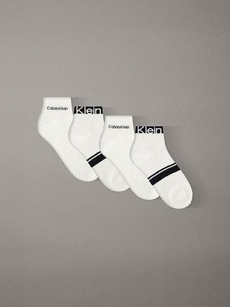 Calvin Klein 4 Pack Cotton Logo Stripe Ankle Socks