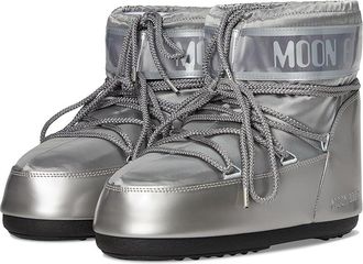 Moon Boot Icon Low Glance Womens Cold Weather Boots Silver : EU 42-44 (US Womens 10-11.5) B - Medium, Synthetic/Textile