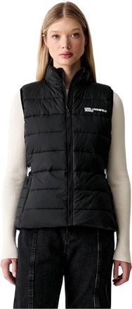 Karl Lagerfeld Licht Gewatteerd Logo Regular Vest - Dames - Bodywarmers - Zwart - XS - Polyester - Jassen