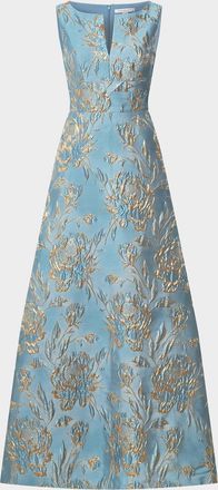 Kay Unger Giulietta Metallic Rose Jacquard Gown