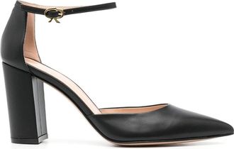 Gianvito Rossi Piper Anklet 100mm leather pumps - women - Calf Leather/Calf Leather/Calf Leather - 41 - Black