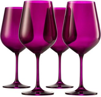 Godinger Set Of 4 Sheer Red Wine Glasses