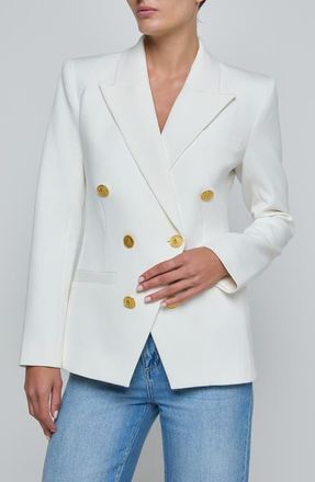 L'agence Kyomi Double Breasted Blazer in White at Nordstrom, Size 12