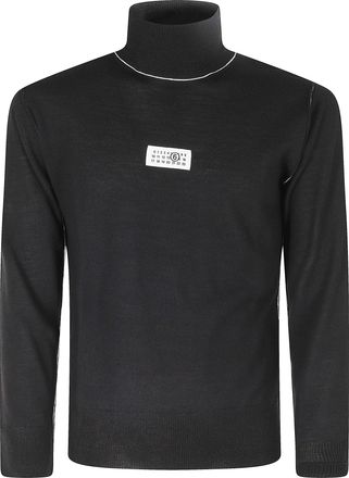 Maison Margiela Black High-Neck Virgin Wool-Blend Sweater