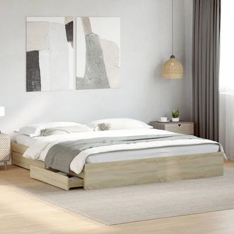 vidaXL Cama Con Cajones Madera Ingenier&iacute;a Roble Sonoma 200x200 Cm Vidaxl