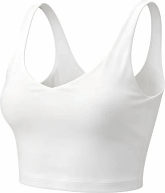 Bandier Womens V-Neck Tempo Crop Bra In White