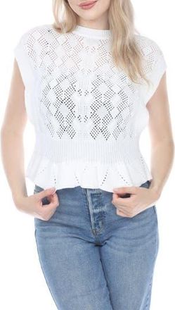 Rain + Rose Pointelle Sleeveless Sweater in White at Nordstrom Rack, Size X-Large