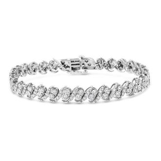 House of Brilliance Silver 2.0 Cttw Round-Cut Diamond S Link Bracelet in White at Nordstrom
