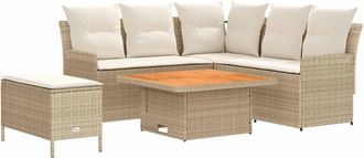 vidaXL Juegos De Muebles 5 Uds. Beige Y Crema Rat&aacute;n Sint&eacute;tico Vidaxl