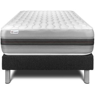 VITALIT Vitalit - Base Tapizada Negro + Colch&oacute;n Con Muelles Y Viscoel&aacute;stica 90 X 200