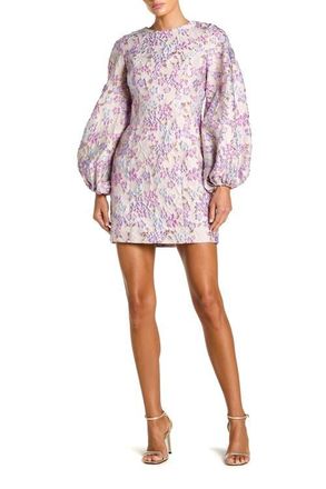 Mac Duggal Brocade Floral Balloon Sleeve Mini Dress in Lilac Multi at Nordstrom, Size 10