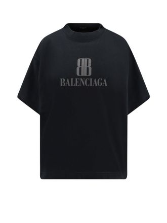 Balenciaga Cotton T-Shirt With Logo-Donna