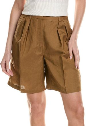 Kenneth Cole High-Rise Pleated Linen-Blend Short