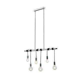 Netlighting Admiral Bar Cable 6 Light Ceiling Pendant Chrome Black E27
