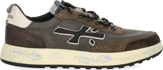Premiata Brown Nous 7225 Mesh Leather-Blend Low-Top Sneakers