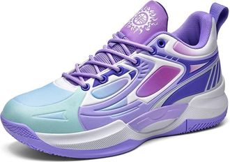 Generic Unisex Casual Basketball Shoes Anti Slip Wear-Resistant Cement Floor Youth Outdoor Sports Training Walking Shoes(Purple,3.5 UK)