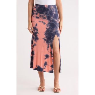 Go Couture Tie Dye Slit Maxi Skirt in Navy at Nordstrom Rack, Size X-Large