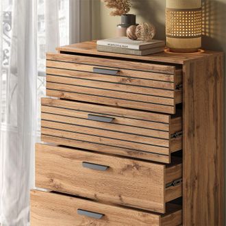 Vicco Aparador Amber, Roble Wotan, 80 X 127.6 Cm Con 5 Cajones, Vicco