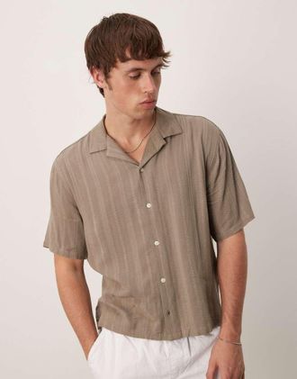 Abercrombie & Fitch Camicia leggera grigia taglio corto a maniche lunghe-Grigio