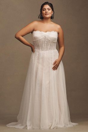 Watters Wtoo by Watters Prima Beaded Tulle Strapless A-Line Wedding Gown