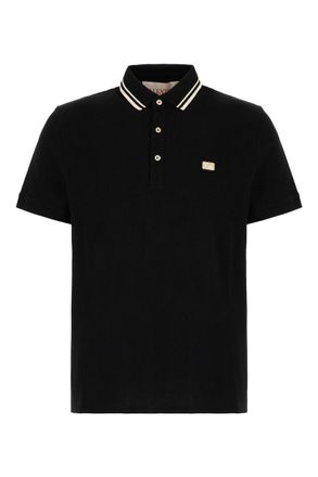 Valentino Garavani Black Cotton Polo Shirt